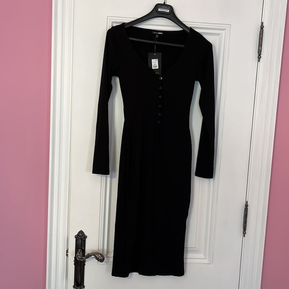 SOLD NWT Press My Buttons Ribbed Midi Bodycon Dress Sz S - Picture 4 of 7